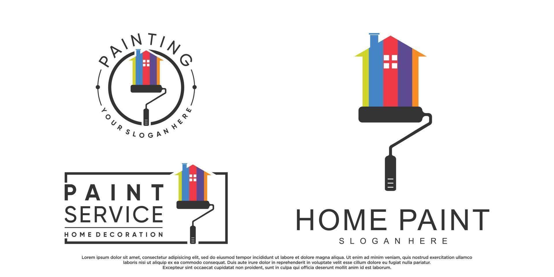 Set Collection Home Painting Logo Design mit Pinselelement und kreativem Farb-Premium-Vektor vektor