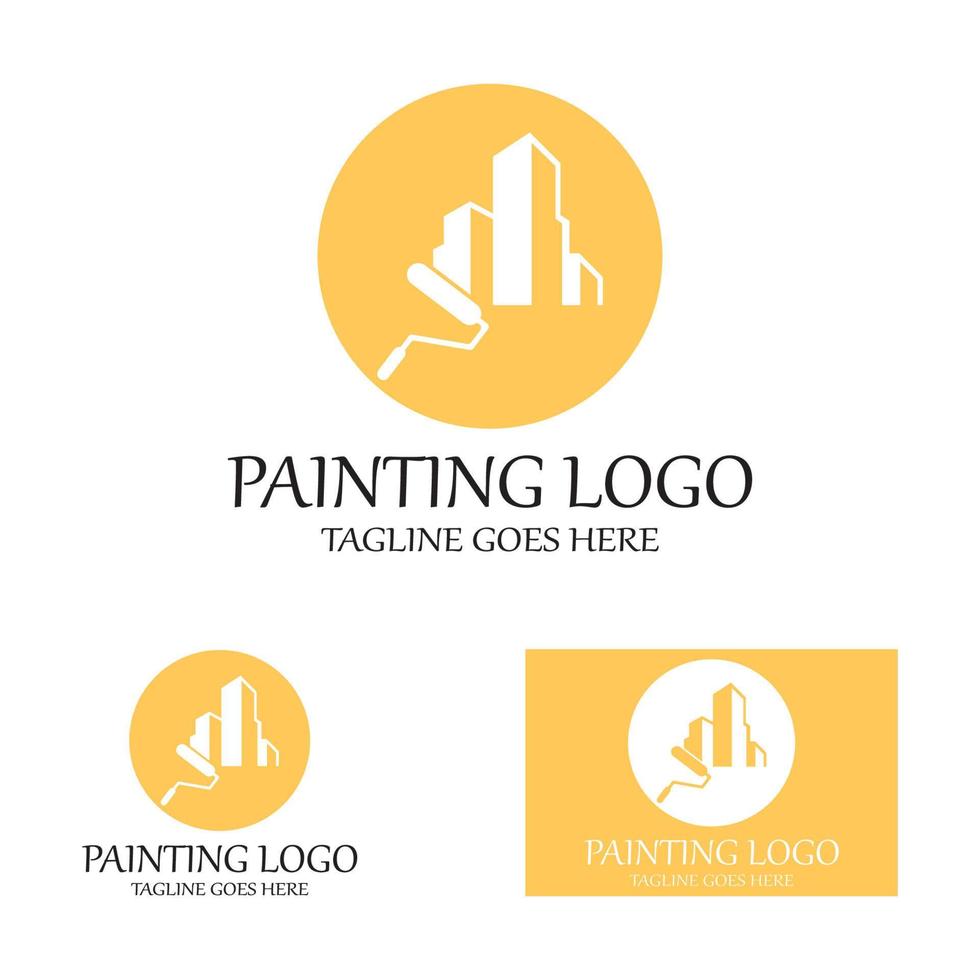 abstrakt vektor målning pensel och färgglada färg stänk ikon, emblem, logotyp design med färg alternativ och gråskala version. redigerbart eps-format designelement, konst- och hantverkskoncept.