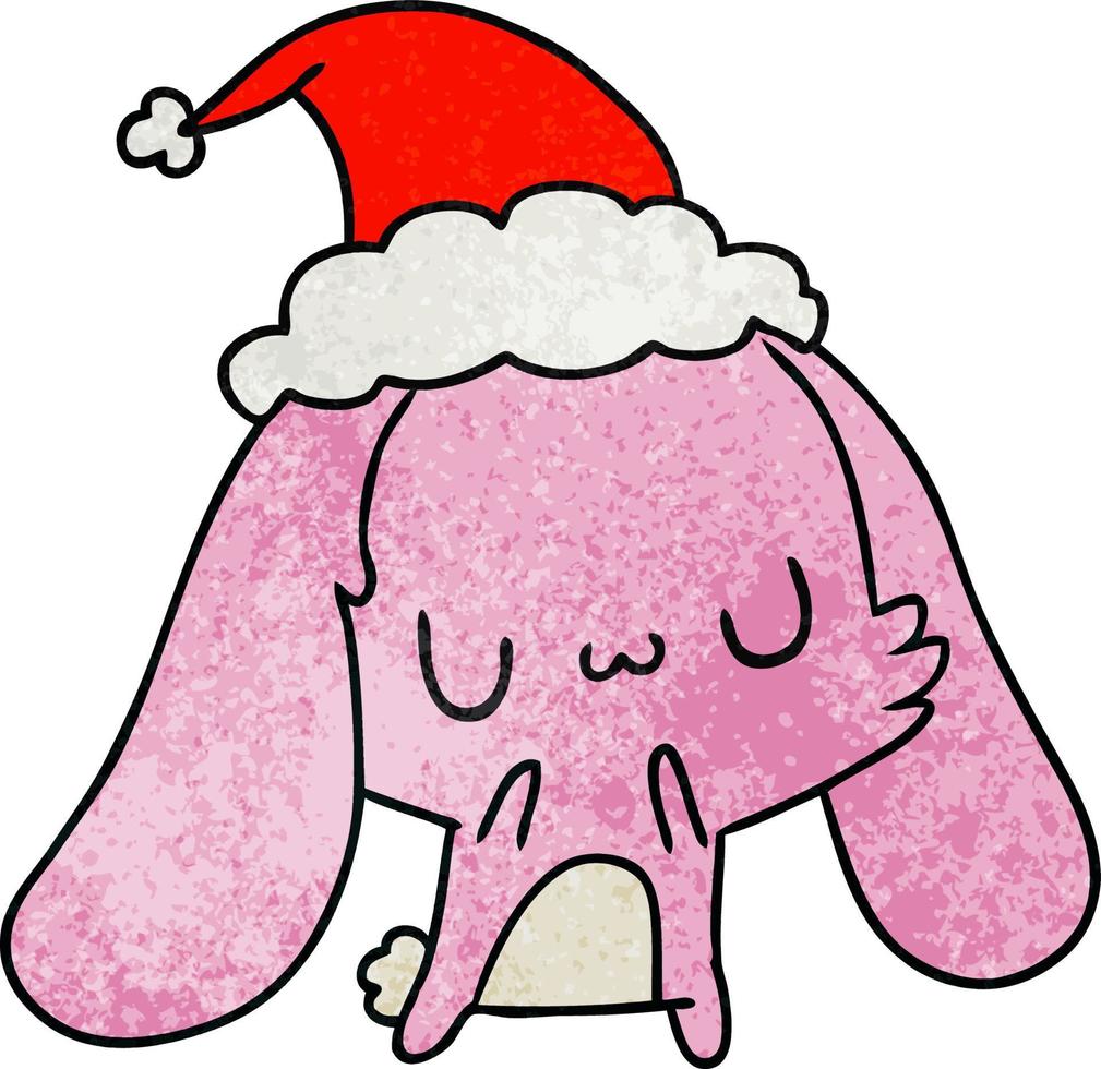 weihnachten strukturierte karikatur von kawaii kaninchen vektor