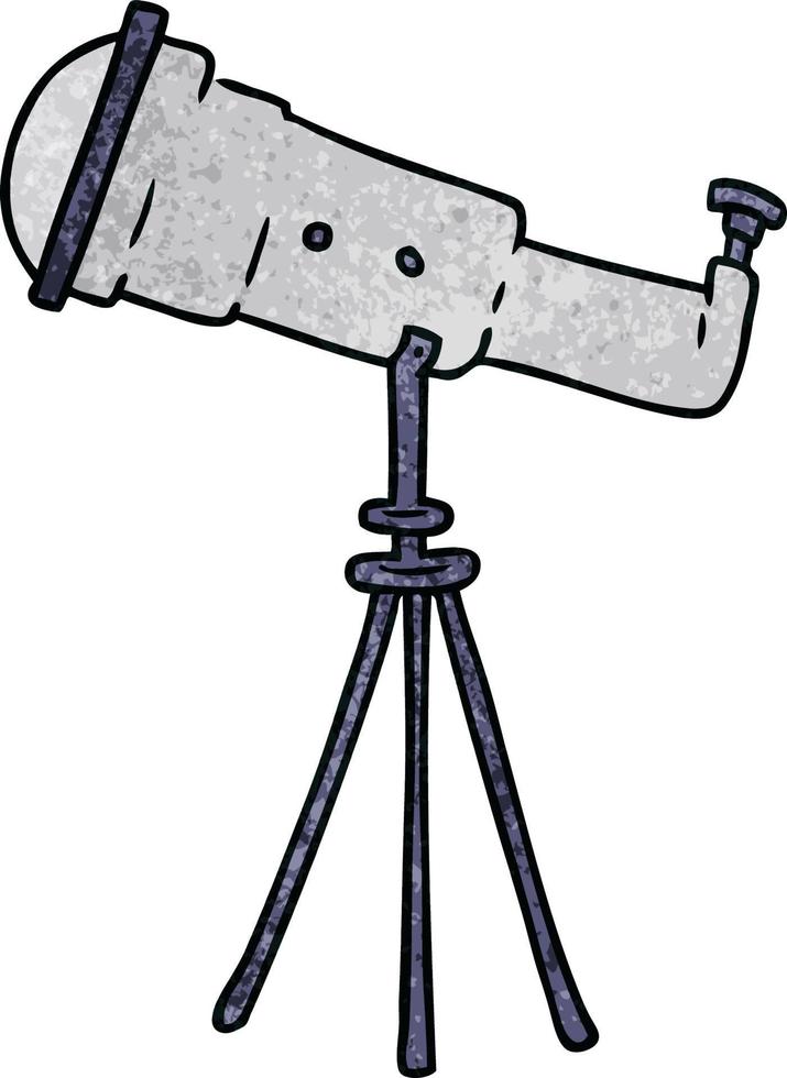 texturerat tecknad doodle av ett stort teleskop vektor