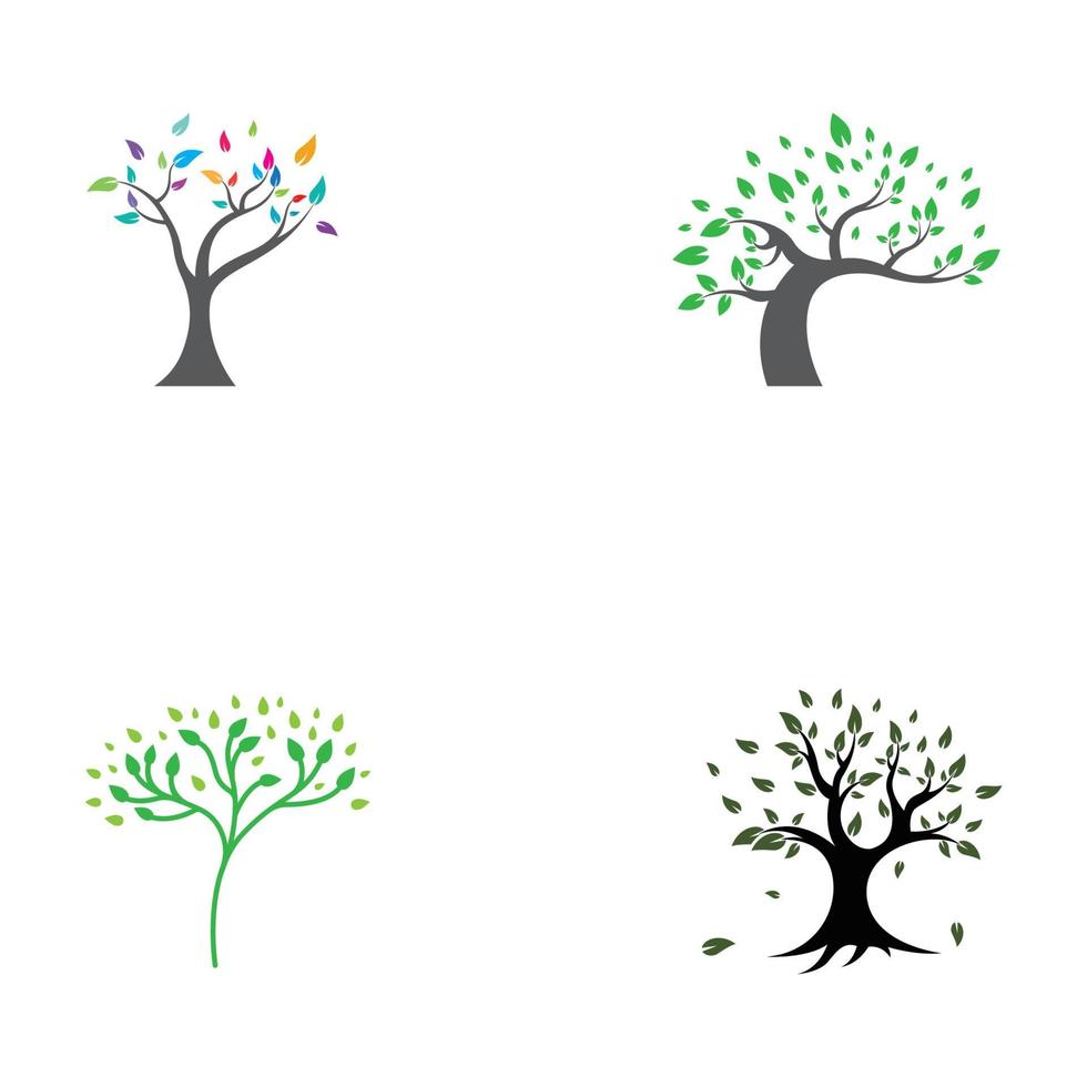 Lebendes Baumlogodesign, unter Verwendung eines Vektorillustrationsschablonenkonzepts. vektor