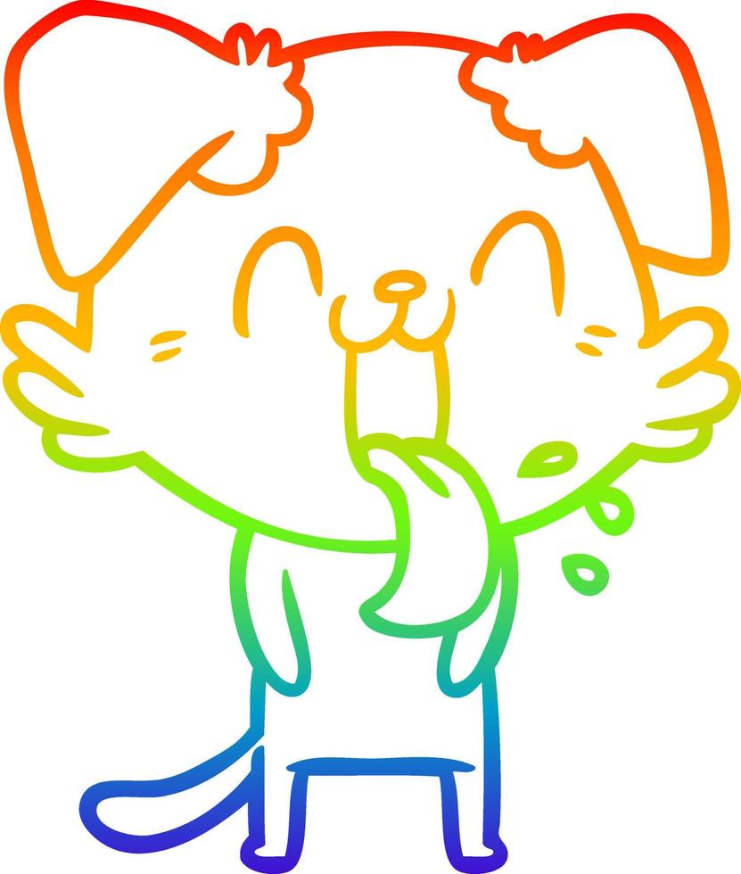 regnbågsgradient linjeteckning tecknad flämtande hund vektor