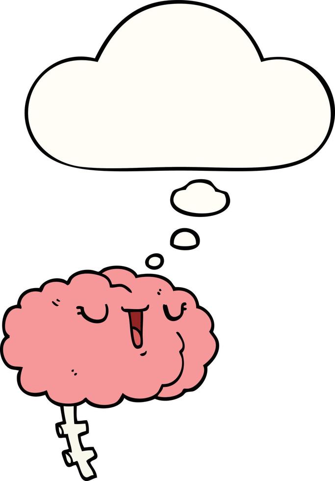 Happy Cartoon Gehirn und Gedankenblase vektor