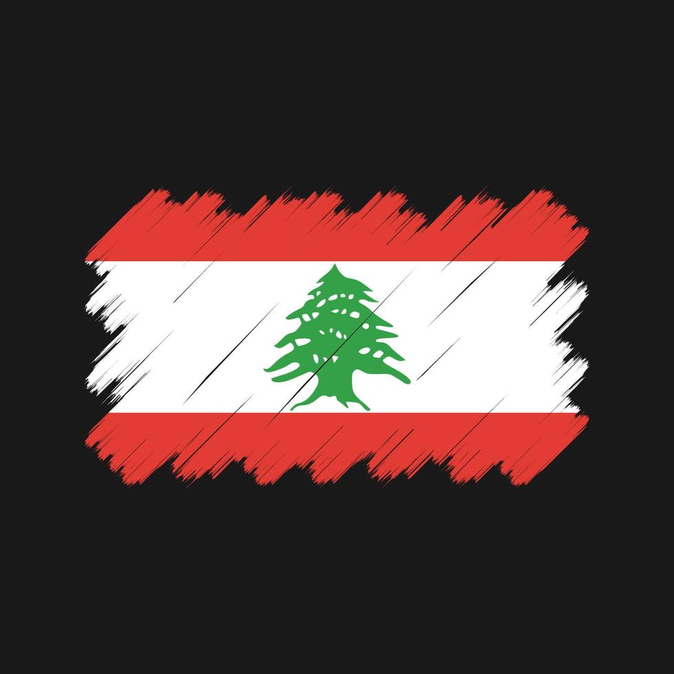 Libanons flagga penseldrag. National flagga vektor