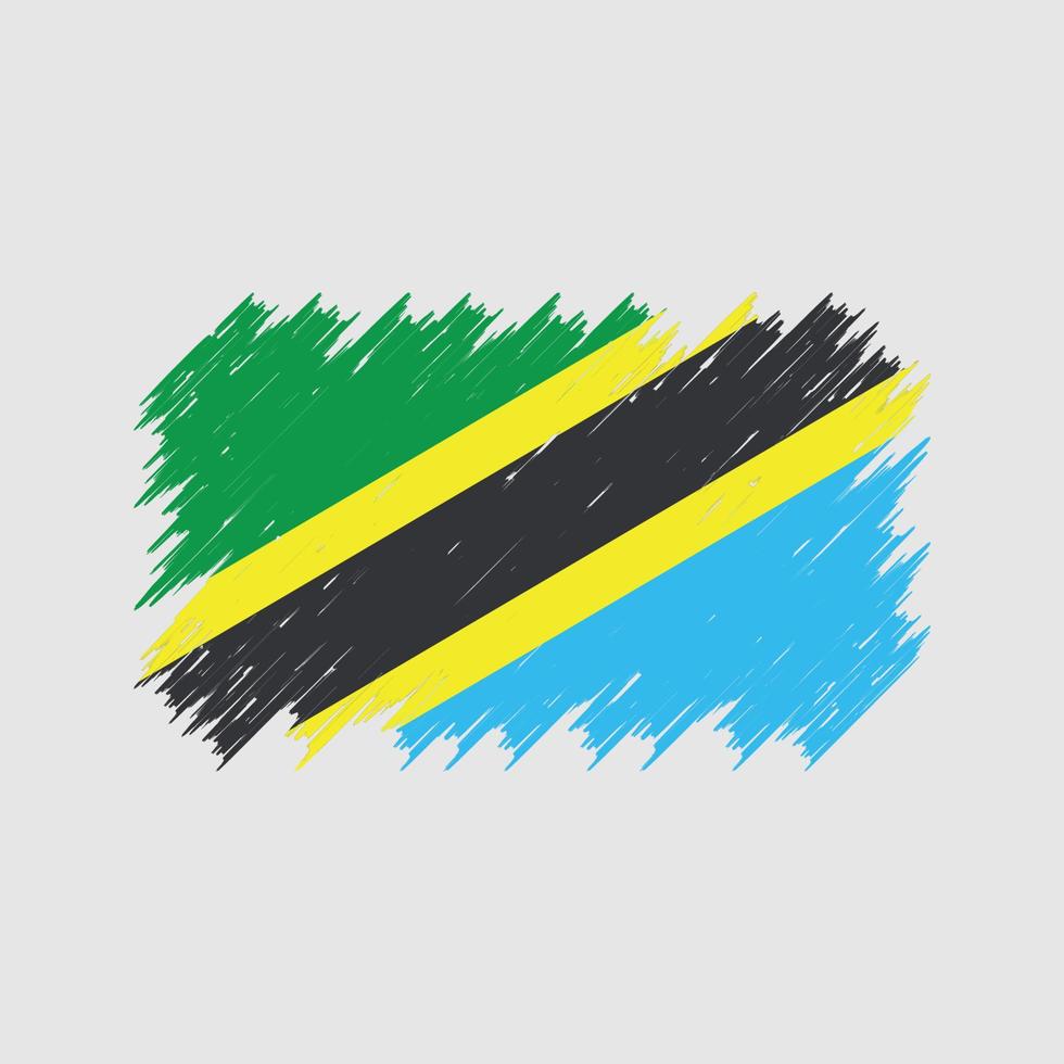 tanzania flaggborste. National flagga vektor