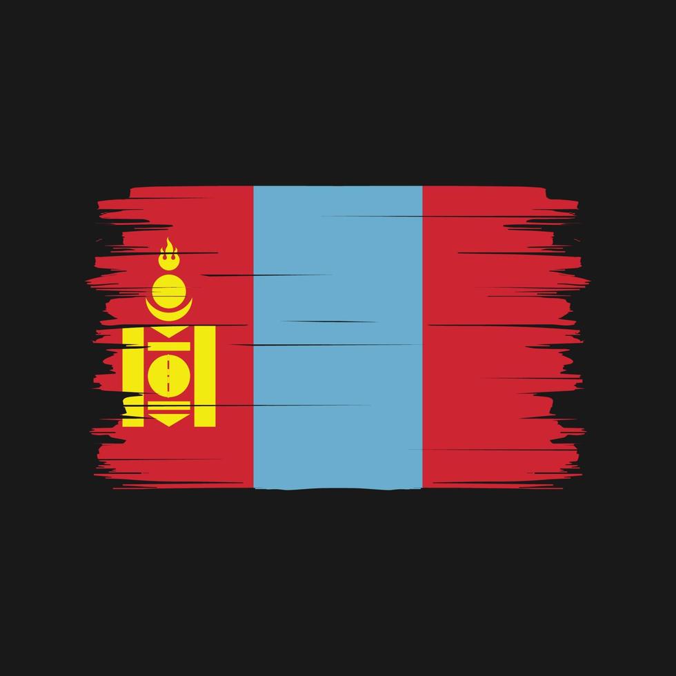 Pinselvektor der Mongolei-Flagge. Nationalflagge vektor