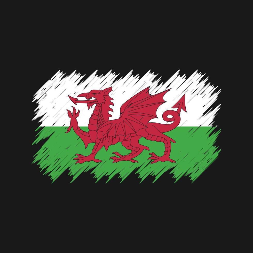 Wales-Flagge-Pinsel. Nationalflagge vektor