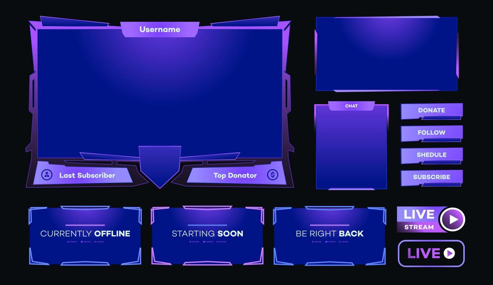 Overlay-Designvorlage für das Streaming-Screen-Panel vektor