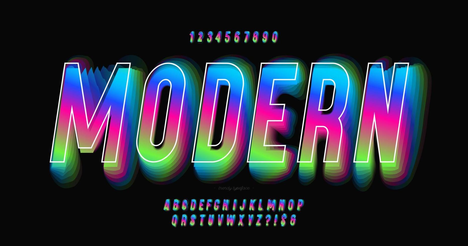 vektor modern 3d teckensnitt färgglada modern typografi stil