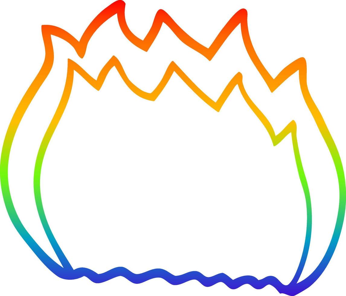 Regenbogen-Gradientenlinie Zeichnung Cartoon blaue Flamme vektor