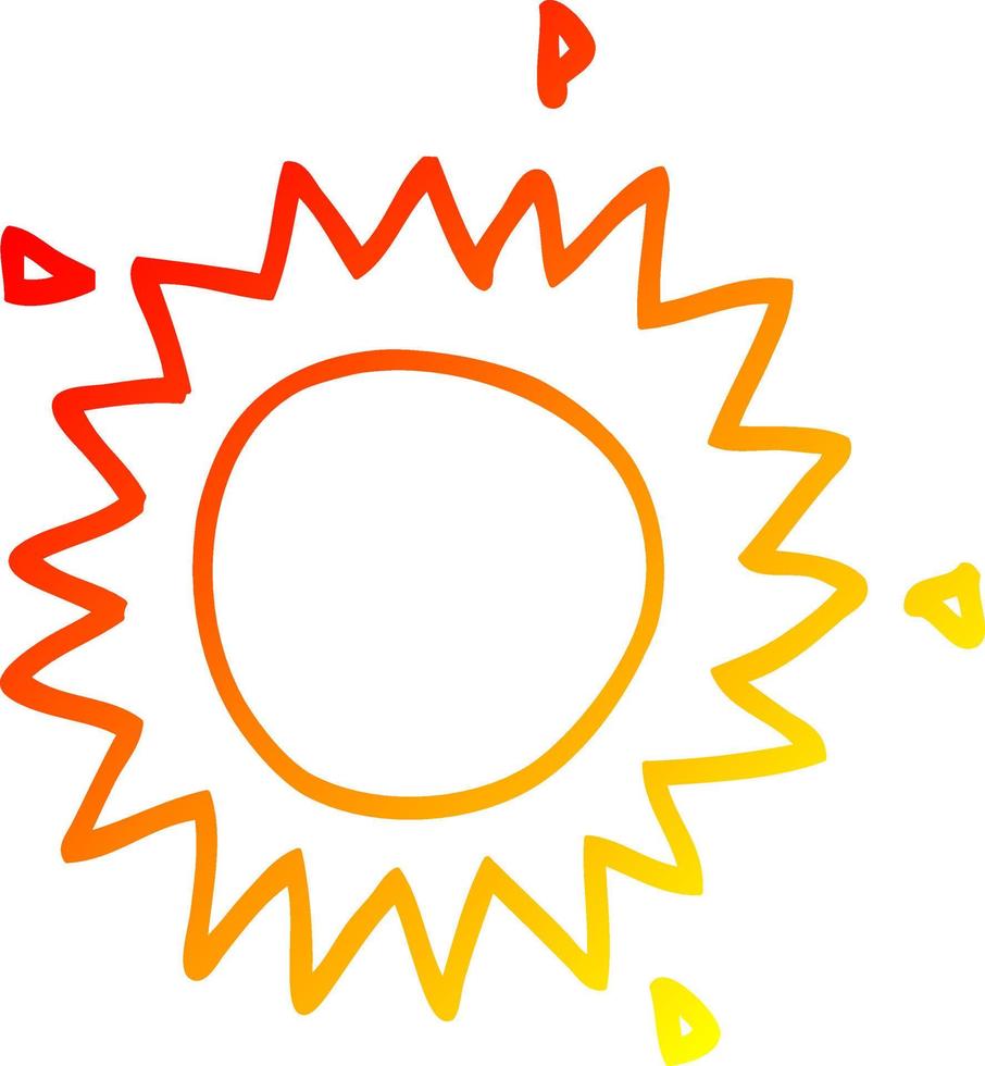warme Gradientenlinie Zeichnung Cartoon Sonne vektor