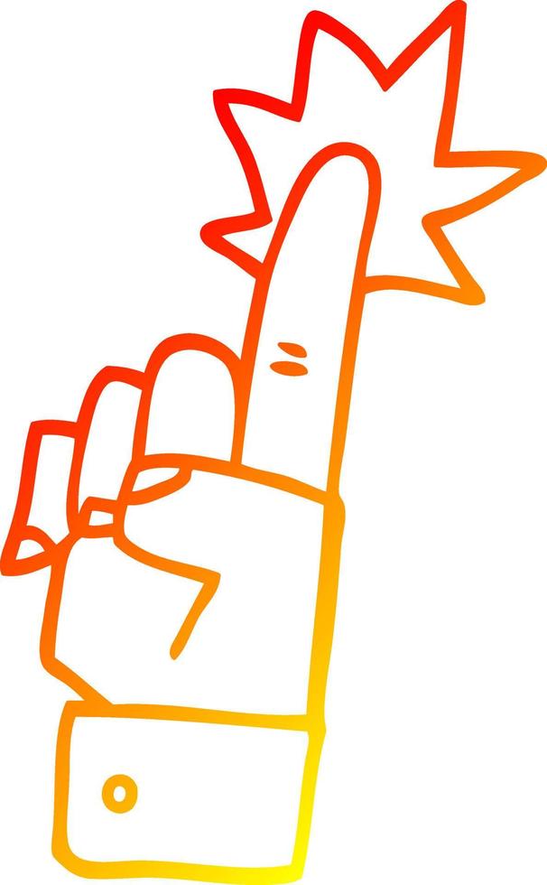 warme Gradientenlinie Zeichnung Cartoon zeigende Hand vektor