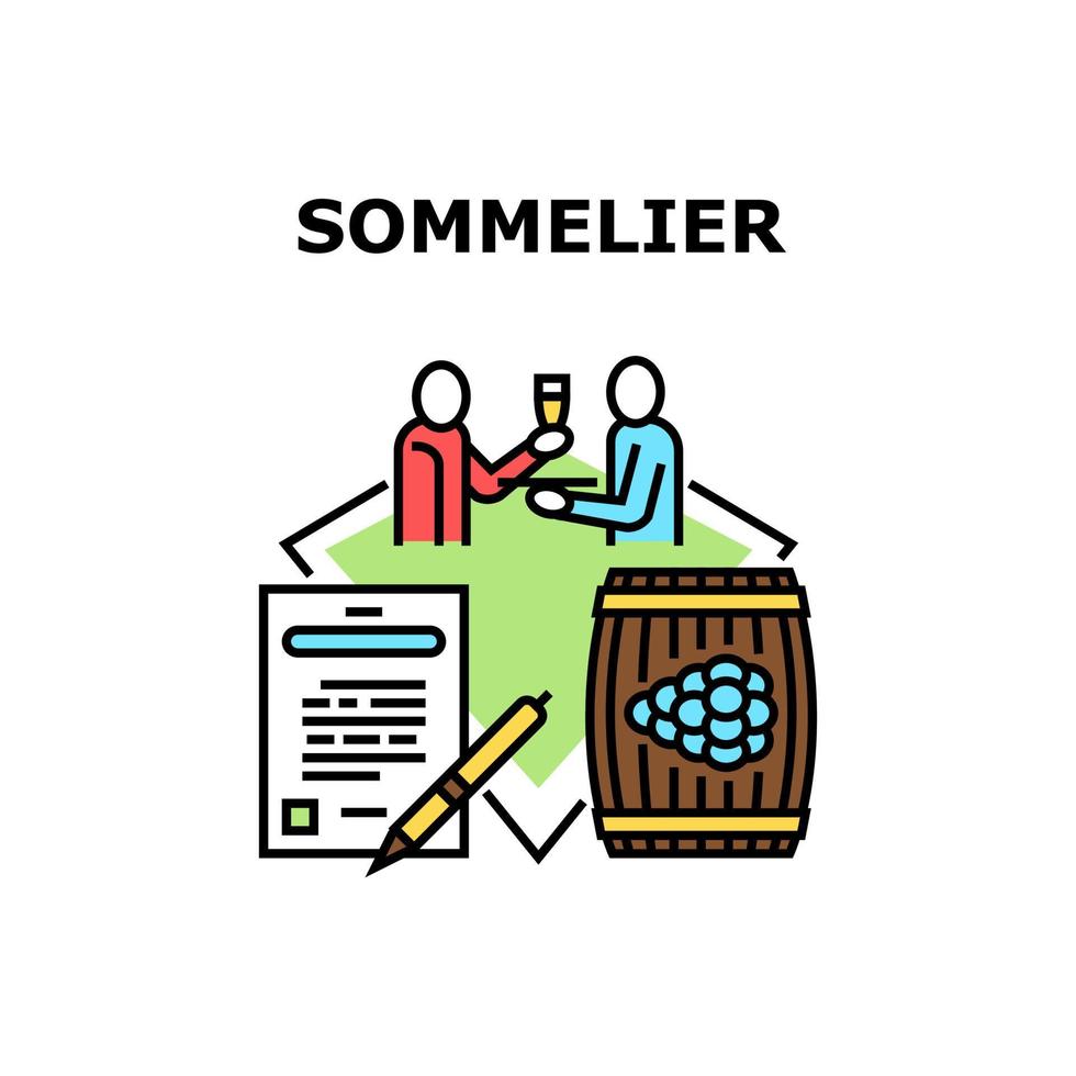 sommelier provsmakning vin koncept färg illustration vektor