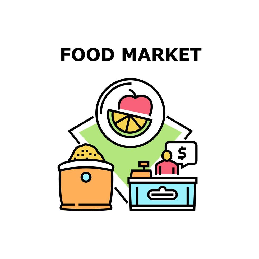 livsmedelsmarknaden vektor koncept färg illustration