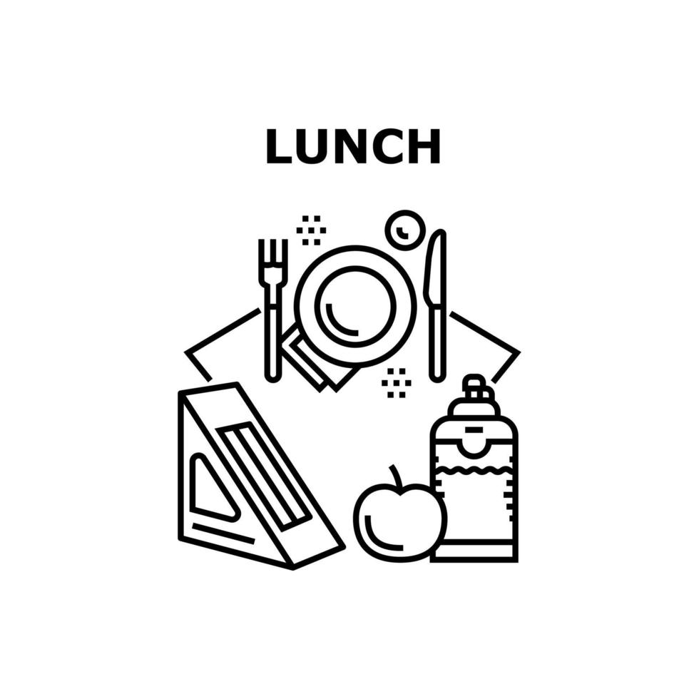 Mittagessen-Snack-Vektorkonzept schwarze Illustration vektor