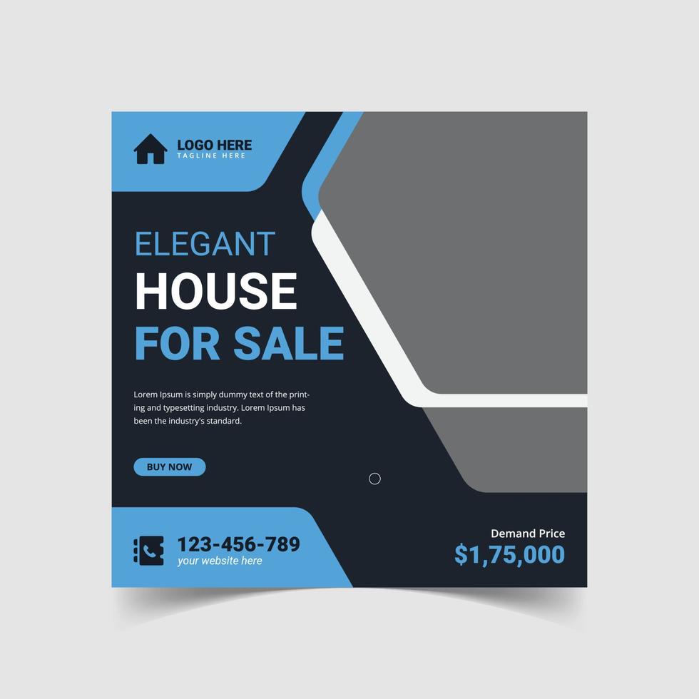 fastigheter hem försäljning sociala medier marknadsföring post vektor mall