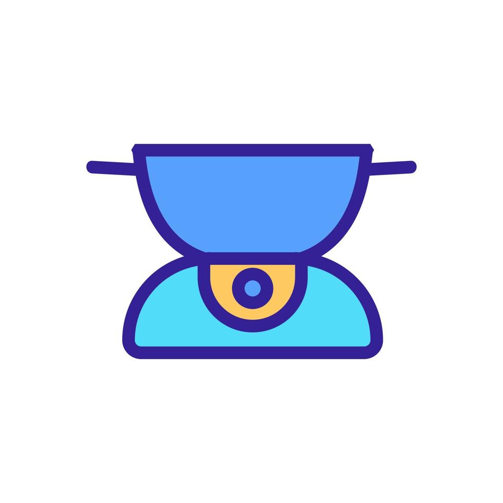 gjutjärn fondue skål med brännare ikon vektor kontur illustration