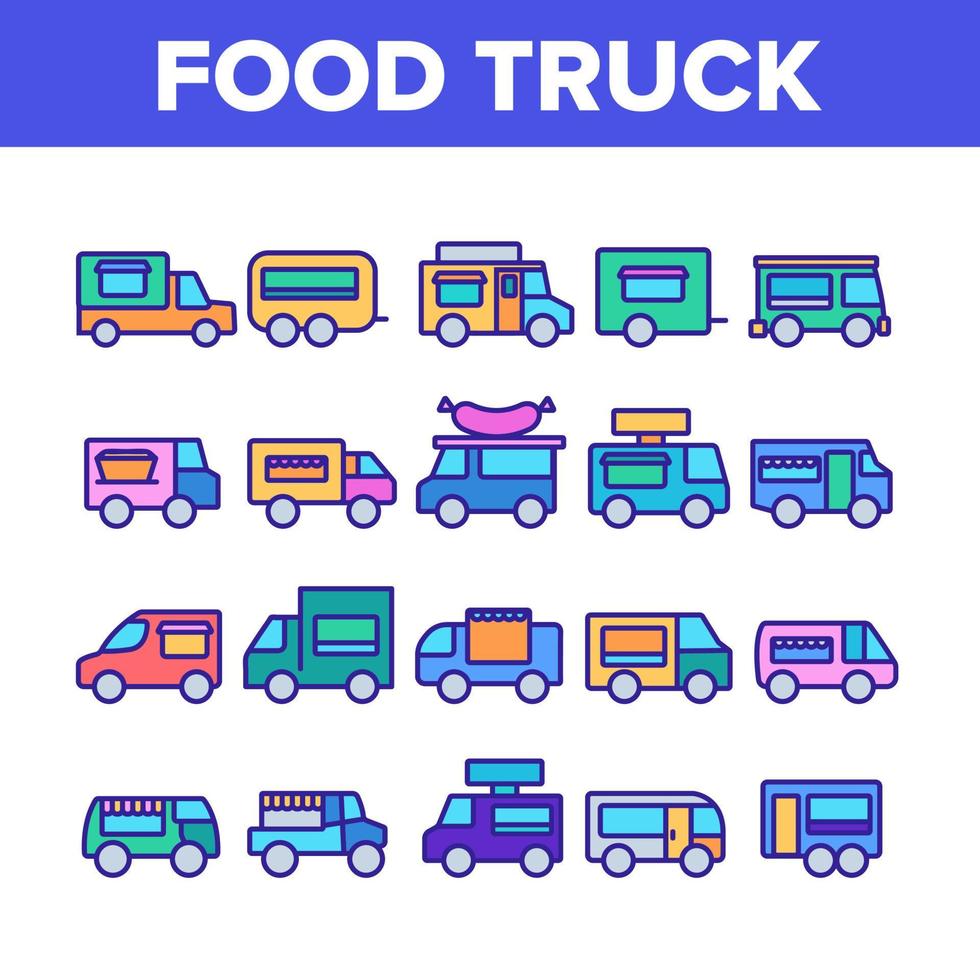 food truck transport samling ikoner set vektor