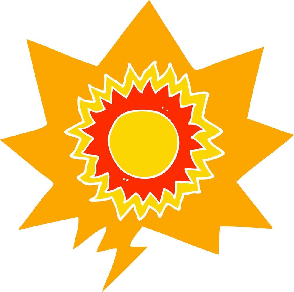 tecknad sol och pratbubbla i retrostil vektor