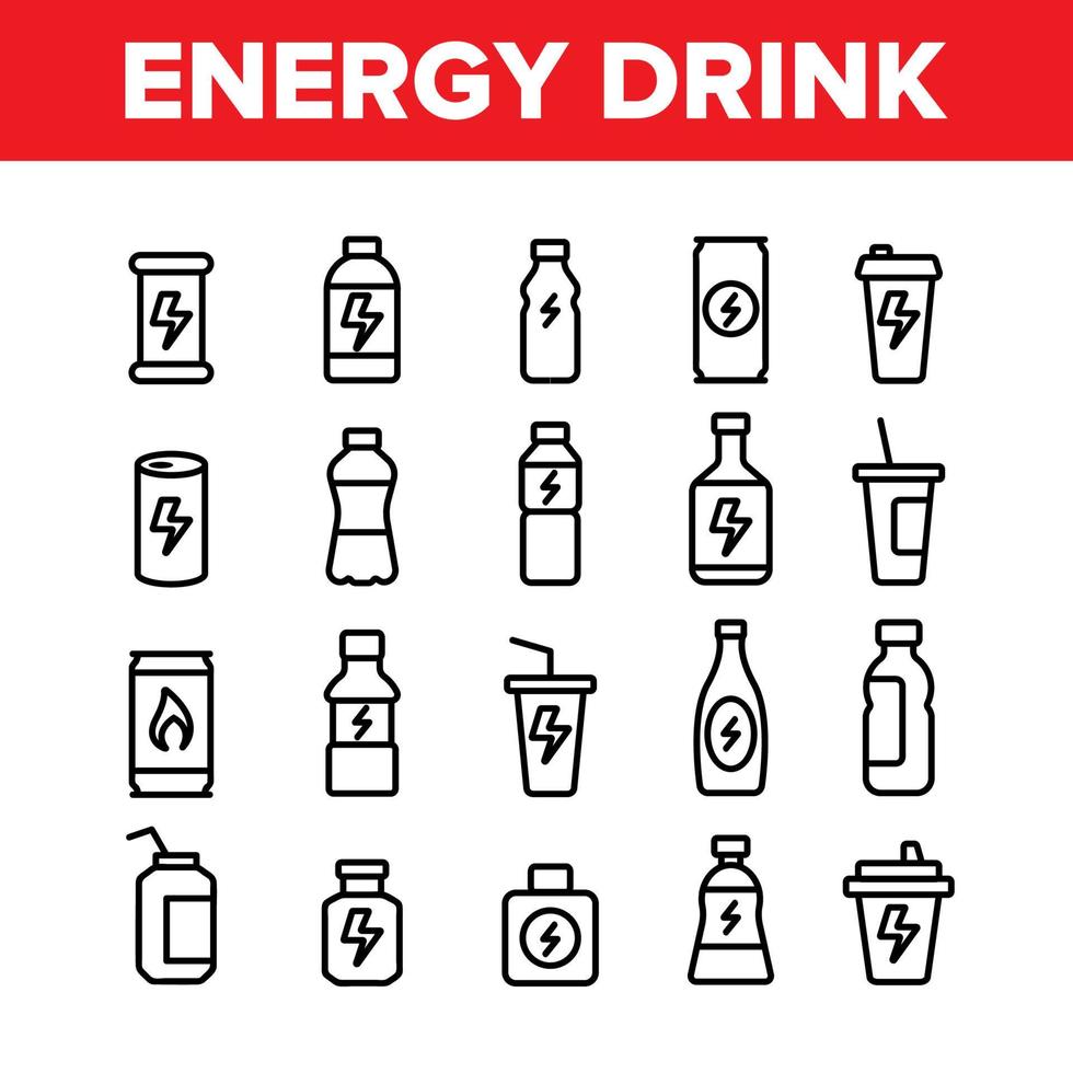 Energy-Drink-Sammlung Elemente Vektor-Icons gesetzt vektor