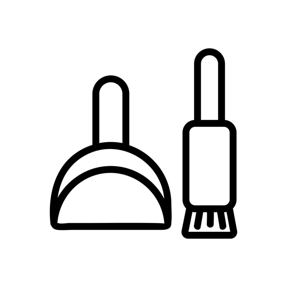 sopskyffel och borste renare verktyg ikon vektor kontur illustration