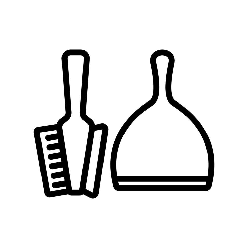 sopskyffel och borste för rengöring och tvätt ikon vektor kontur illustration
