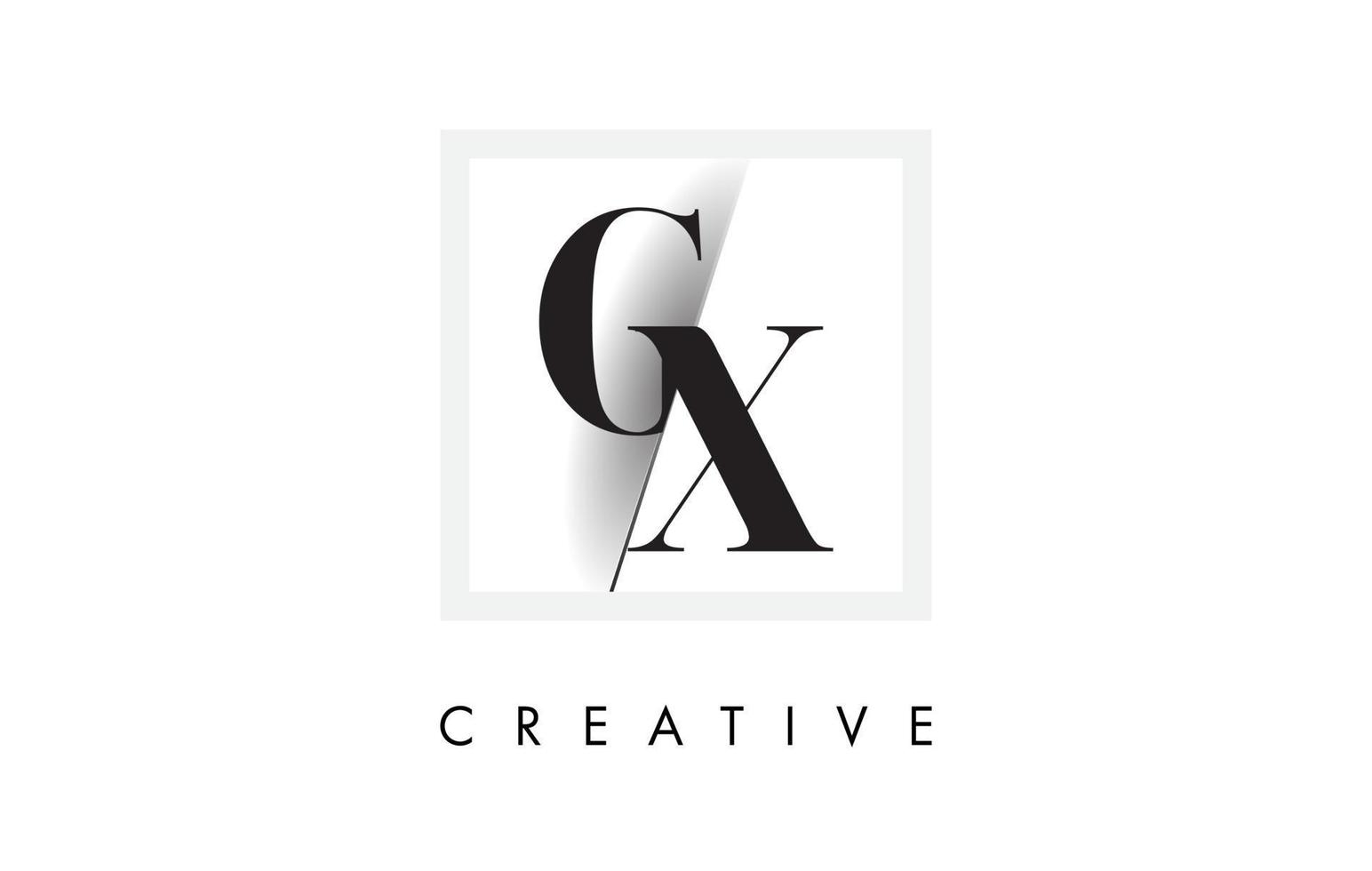 gx-Serif-Logo-Design mit kreativem Schnitt. vektor