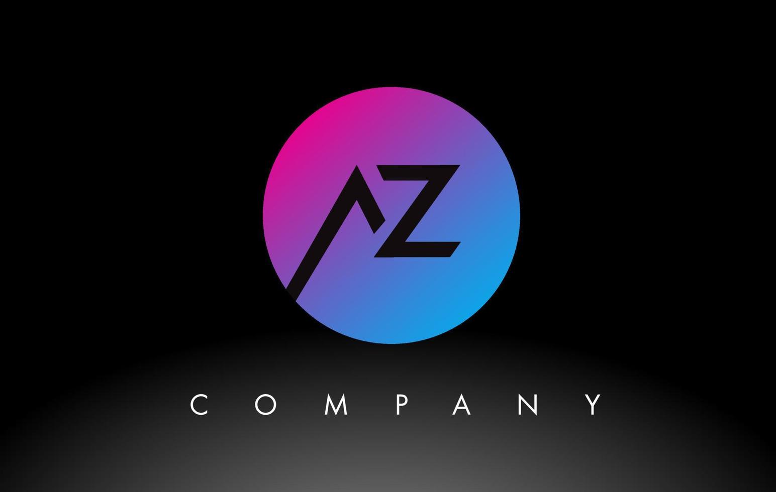 az-Buchstaben-Logo-Design-Ikone mit violetten, neonblauen Farben und kreisförmigem Design vektor
