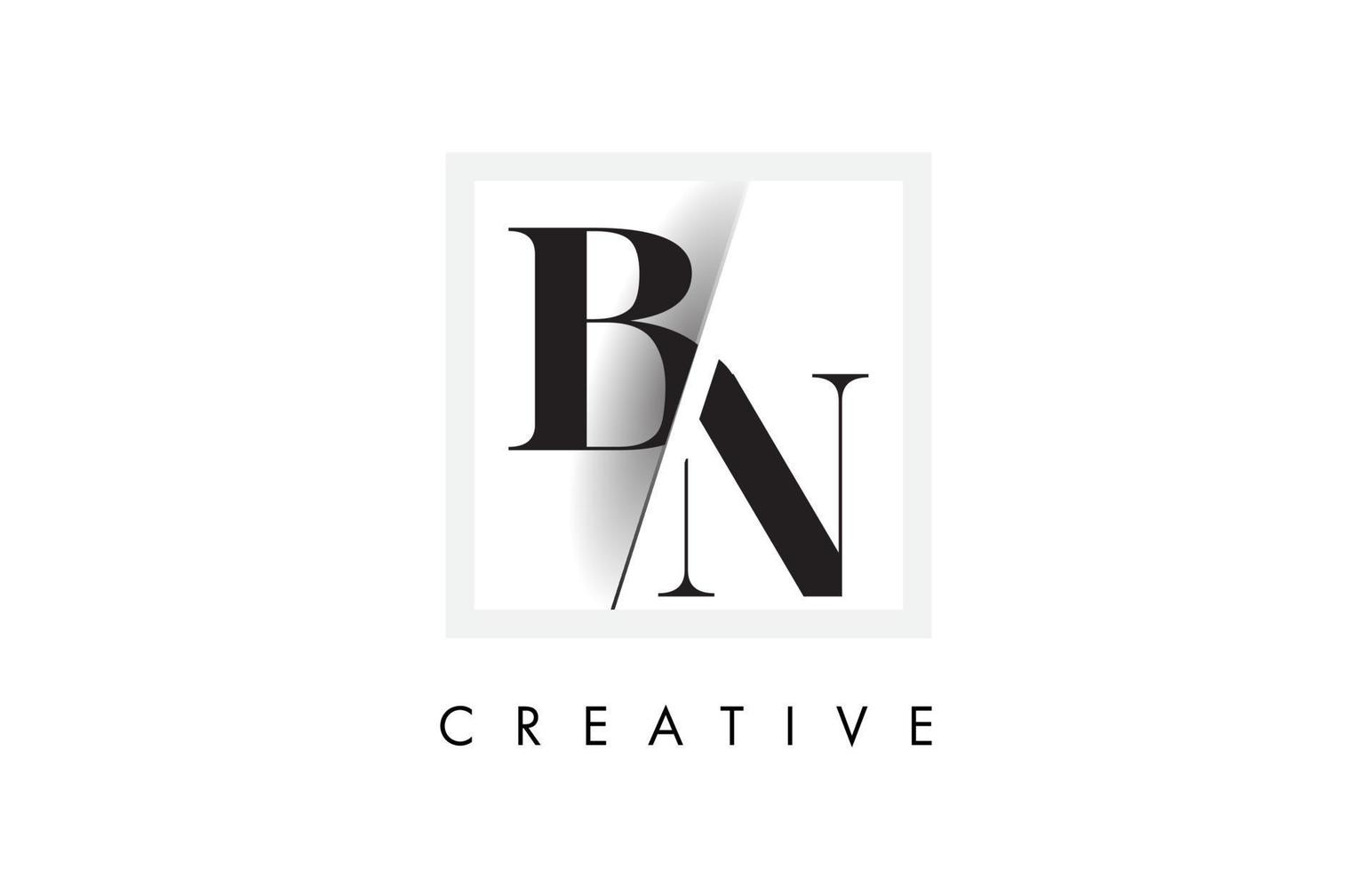 bn Serif-Logo-Design mit kreativem Schnitt. vektor