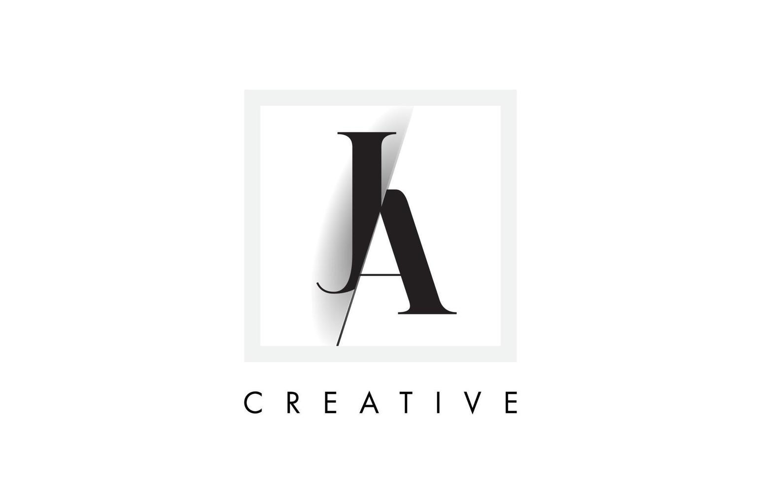 Ja Serif Letter Logo Design mit kreativem Schnitt. vektor