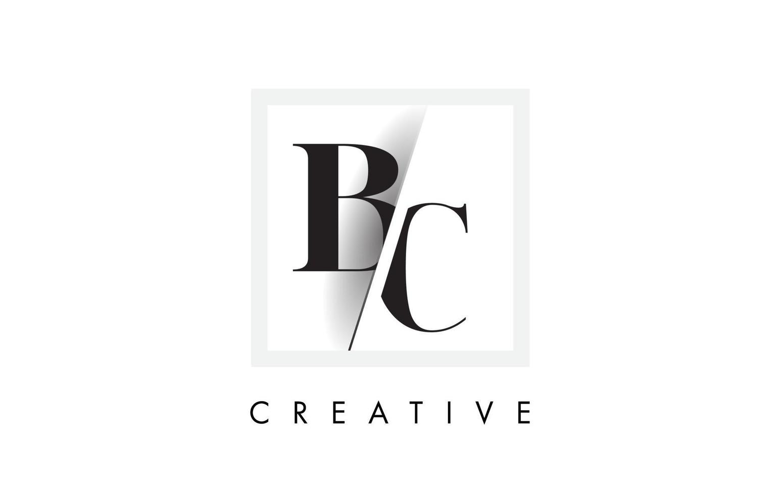 bc Serif-Logo-Design mit kreativem Schnitt. vektor