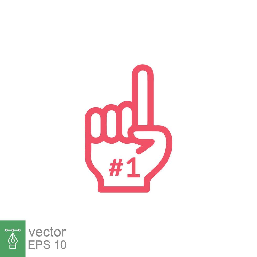 Schaumhandschuh-Symbol Nummer 1. einfacher Gliederungsstil. Fan-Logo-Hand mit Finger nach oben. dünne Linie Vektorillustration isoliert auf weißem Hintergrund. Folge 10. vektor