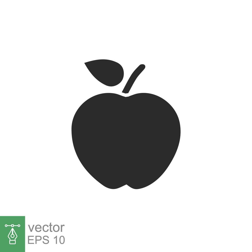 Apple-Symbol. einfacher solider Stil. Frucht mit Blattsymbol. Glyphenvektorillustration lokalisiert auf weißem Hintergrund. Folge 10. vektor