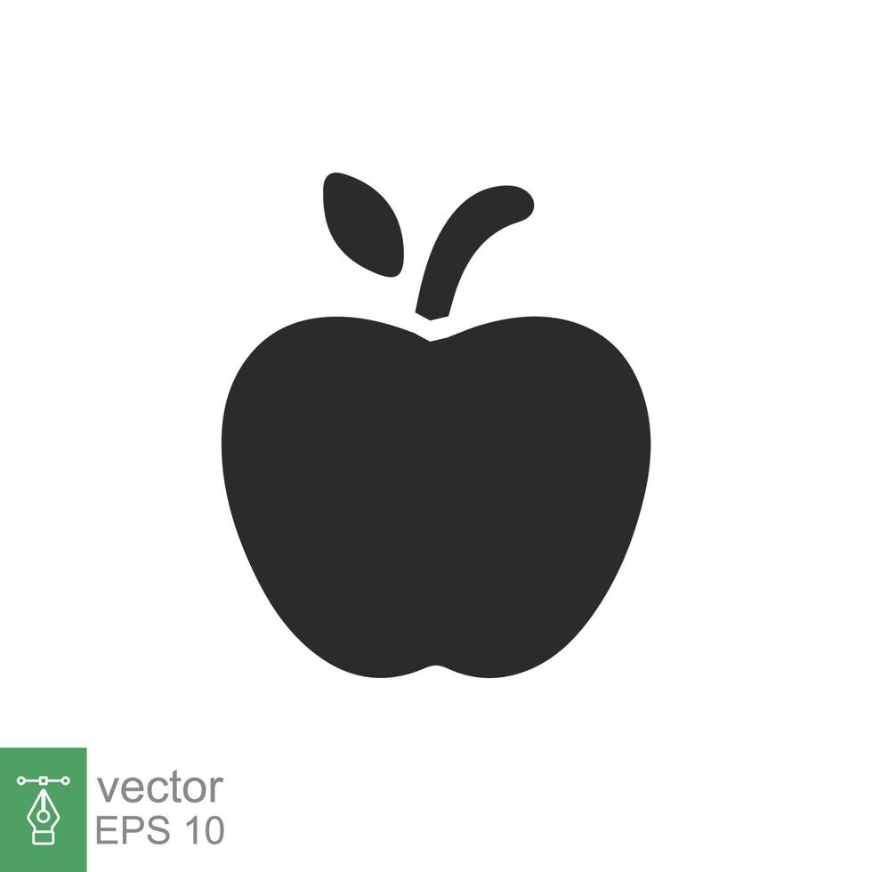 äpple ikon. enkel solid stil. frukt med blad symbol. glyph vektorillustration isolerad på vit bakgrund. eps 10. vektor