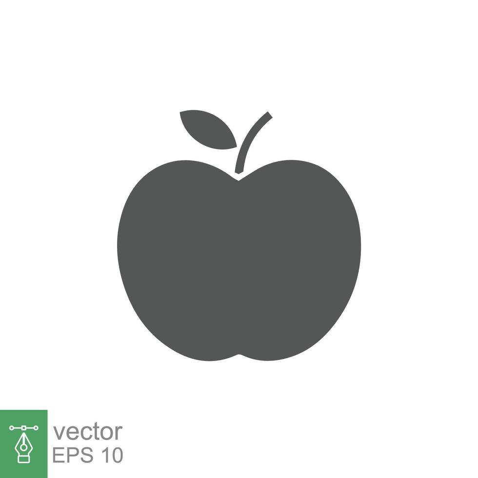 Apple-Symbol. einfacher solider Stil. Frucht mit Blattsymbol. Glyphenvektorillustration lokalisiert auf weißem Hintergrund. Folge 10. vektor