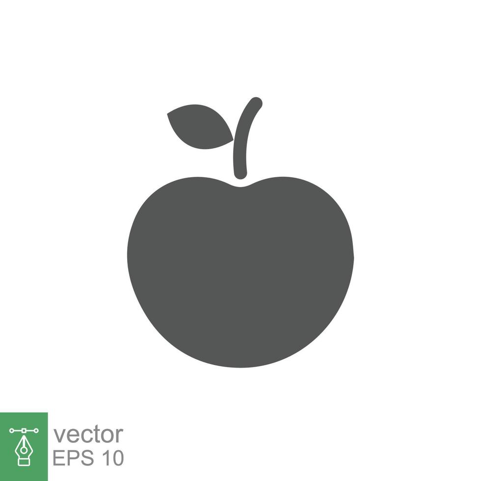 Apple-Symbol. einfacher solider Stil. Frucht mit Blattsymbol. Glyphenvektorillustration lokalisiert auf weißem Hintergrund. Folge 10. vektor