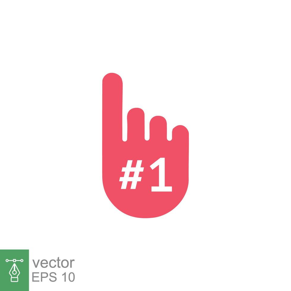 Schaumhandschuh-Symbol Nummer 1. einfacher solider Stil. Fan-Logo-Hand mit Finger nach oben. Glyphenvektorillustration lokalisiert auf weißem Hintergrund. Folge 10. vektor