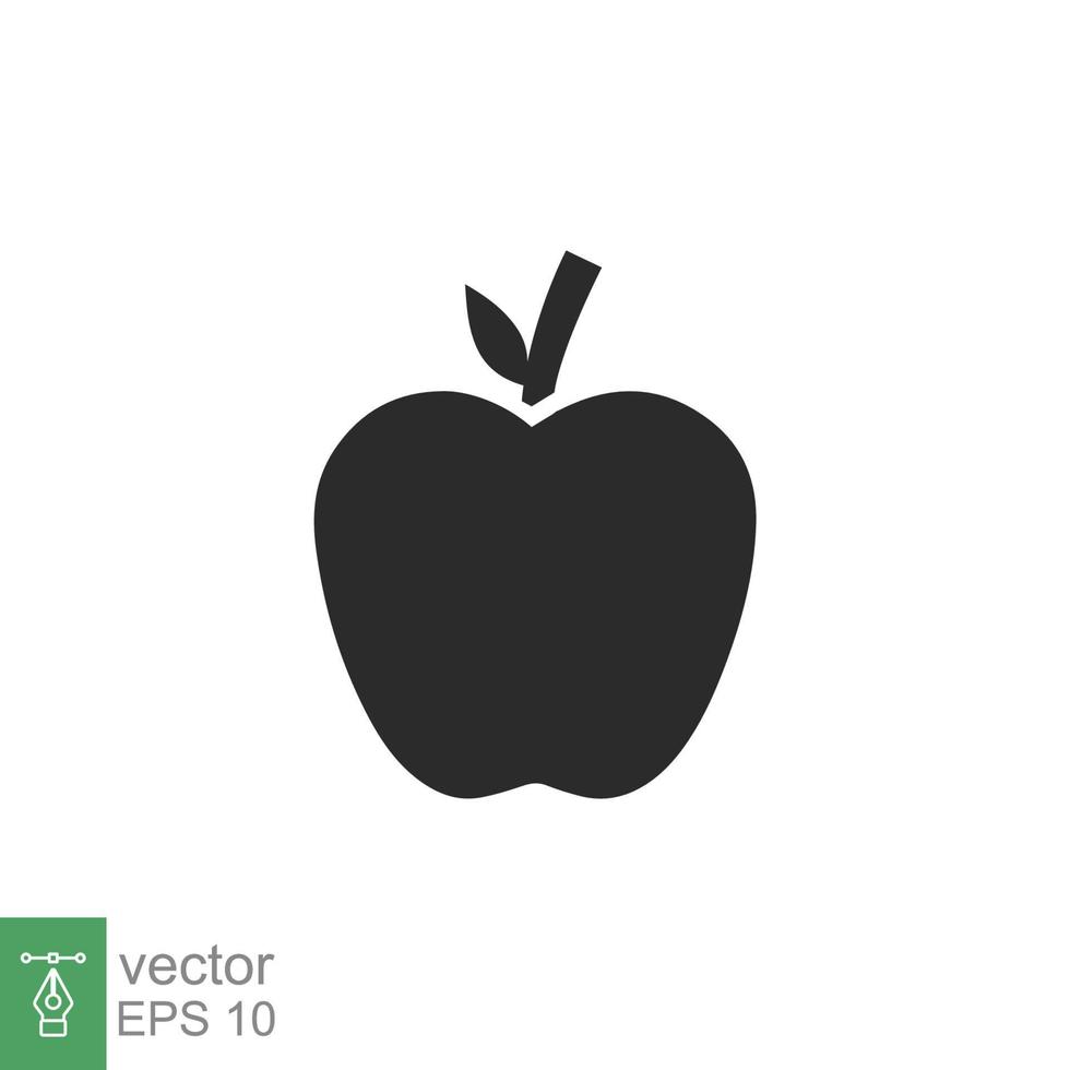 Apple-Symbol. einfacher solider Stil. Frucht mit Blattsymbol. Glyphenvektorillustration lokalisiert auf weißem Hintergrund. Folge 10. vektor