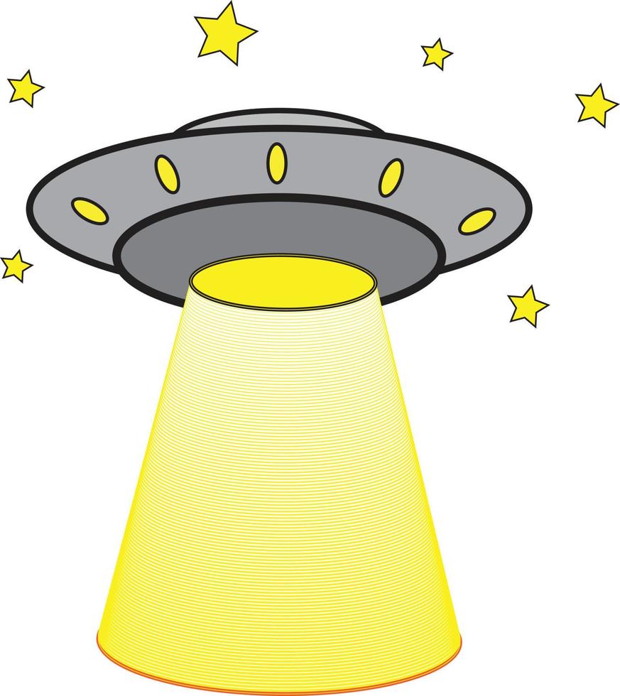 utrymme ufo vektor illustration med stjärnor