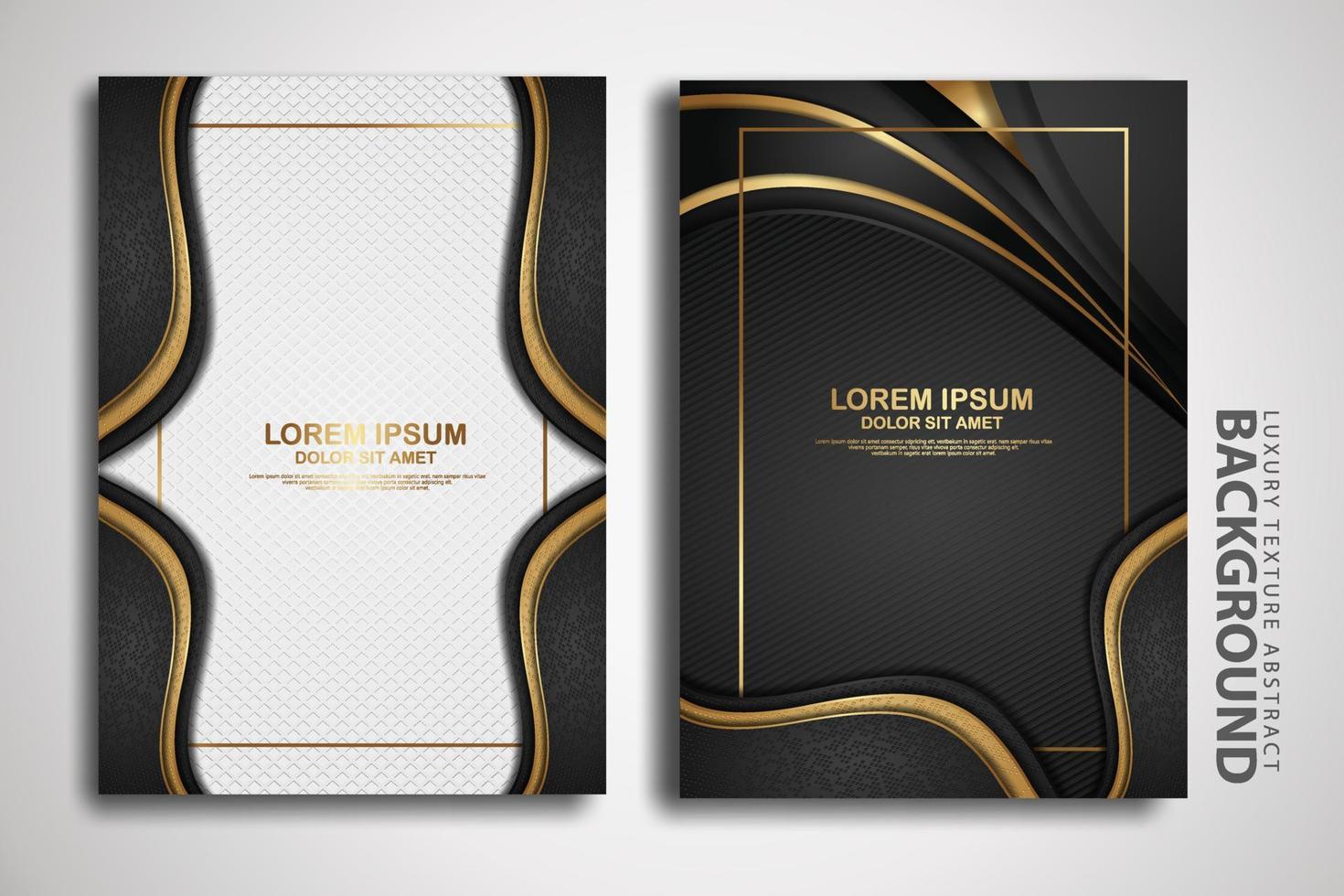 Vektor zwei Set von Cover-Design-Vorlagen mit luxuriösen und eleganten Wellen-, Kreis- und Überlappungsschichten Hintergrund mit Glitzereffekt. realistisch strukturiert im hintergrund