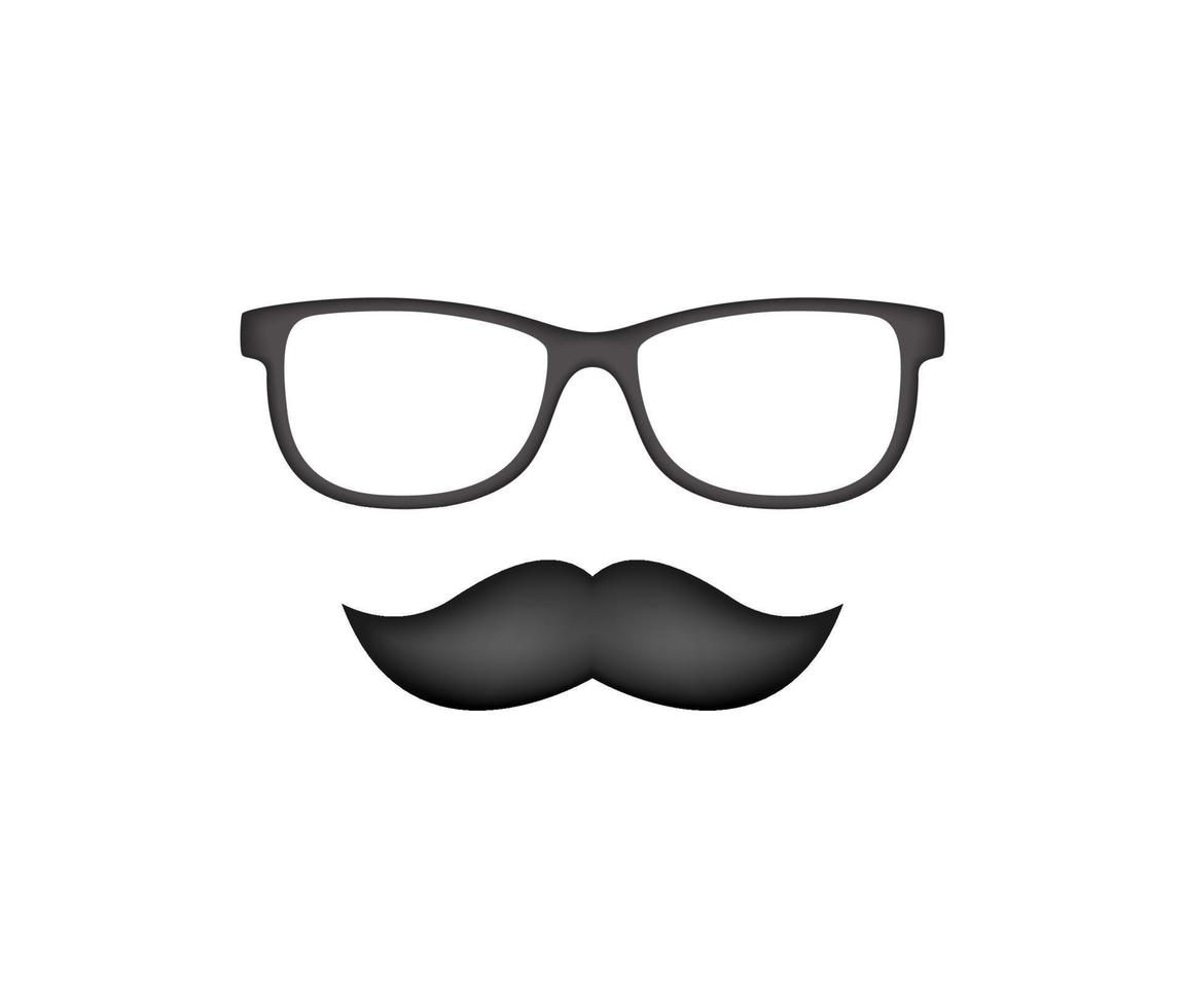 mustasch och glasögon isolerad på vit bakgrund vektor