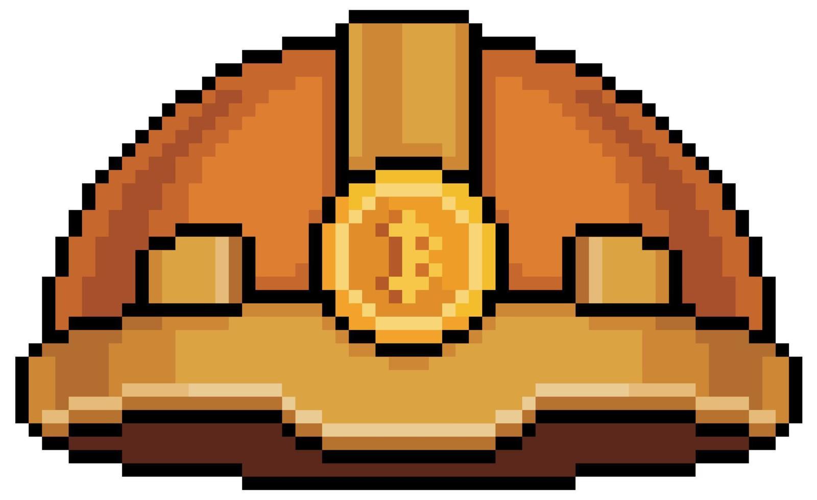 Pixel Art Bitcoin Miner Helm Vektorsymbol für 8-Bit-Spiel auf weißem Hintergrund vektor
