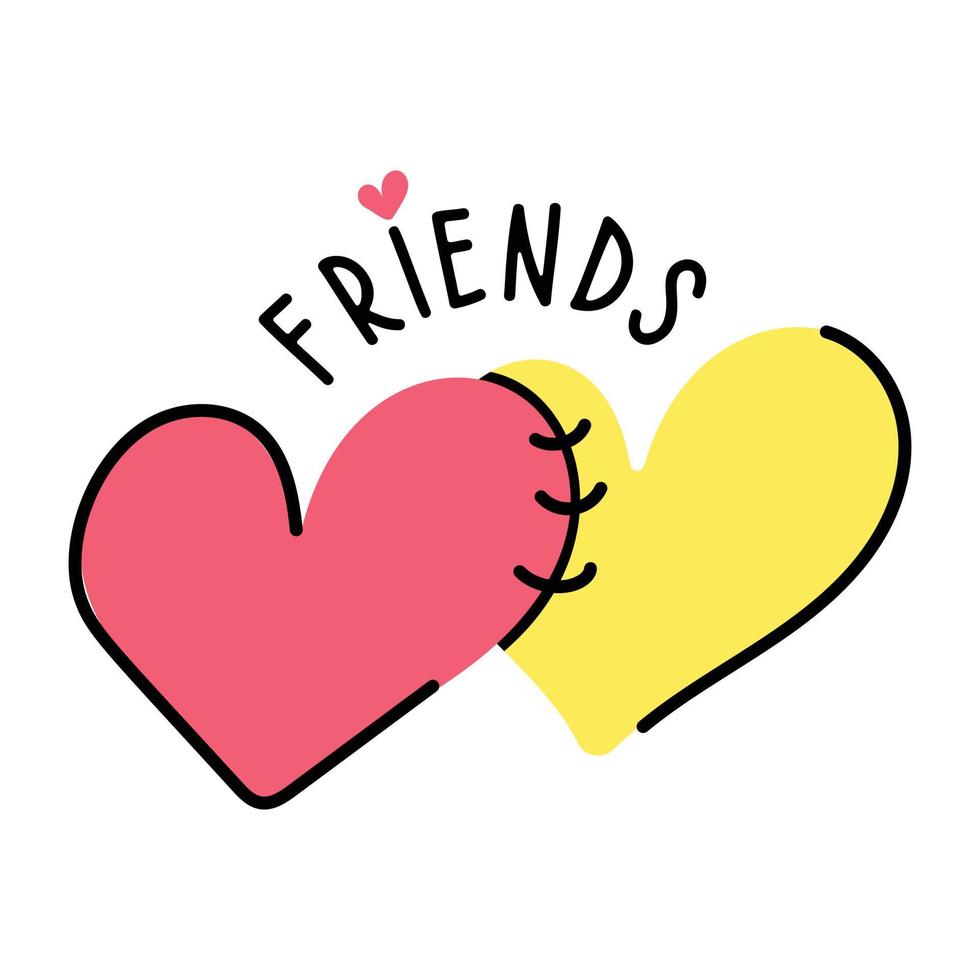 trendiga handritade klistermärke av vänner kärlek vektor