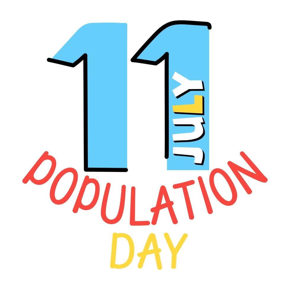 11. juli, doodle-symbol für den bevölkerungstag vektor