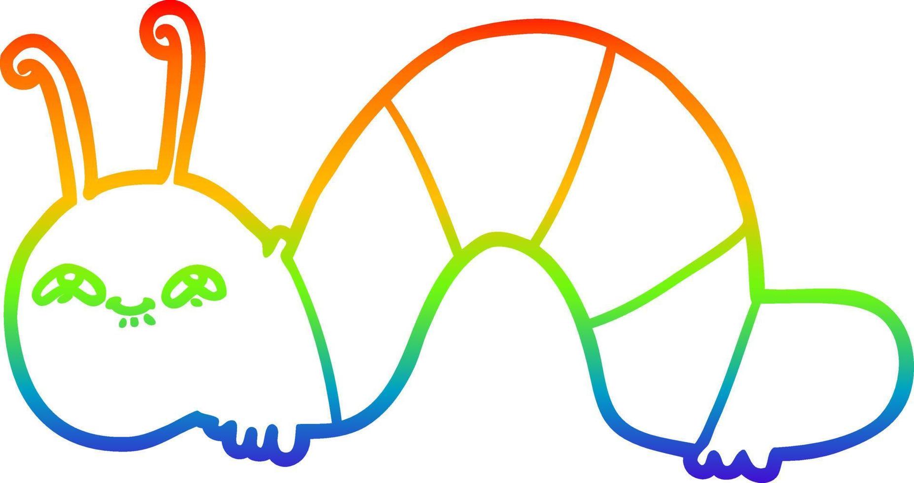 Regenbogen-Gradientenlinie Zeichnung Cartoon glückliche Raupe vektor