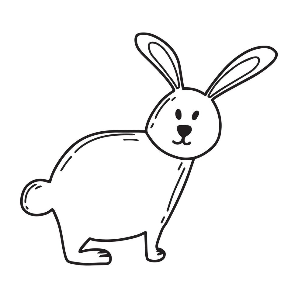 Kinderillustration eines niedlichen Hasen isoliert auf weißem Hintergrund. Waldhase handgezeichnet im Doodle-Stil. Vektor-Illustration vektor