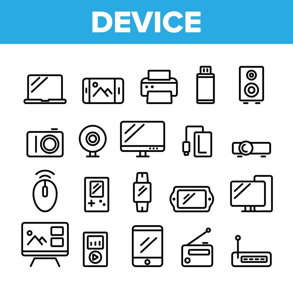 sammlung verschiedene geräte zeichen symbole set vektor