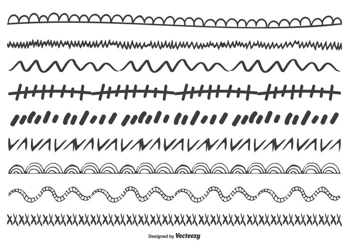 Nettes Handgezeichnetes Gekritzel-Rand-Set vektor