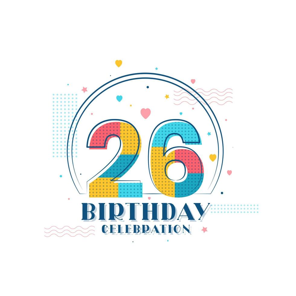 26. Geburtstagsfeier, modernes Design zum 26. Geburtstag vektor