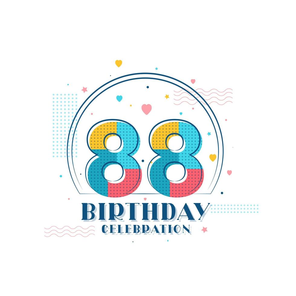 88. Geburtstagsfeier, modernes Design zum 88. Geburtstag vektor